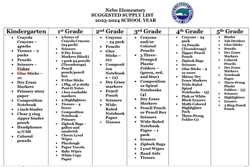 2023-2024 Suggested Supply List